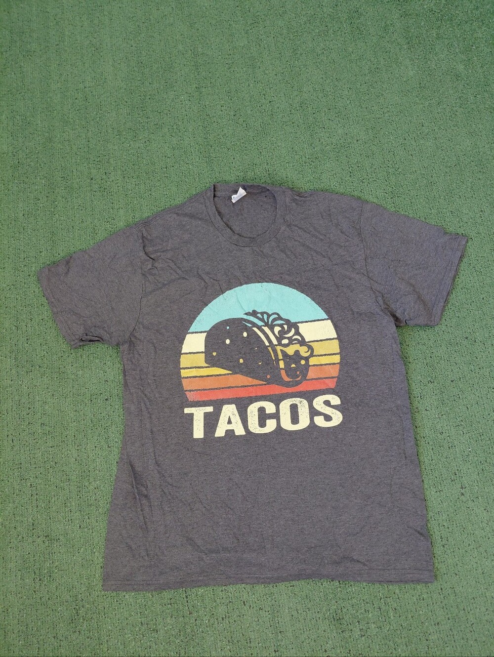 Tacos Retro Style Graphic Dark Gray T Shirt Sz Large